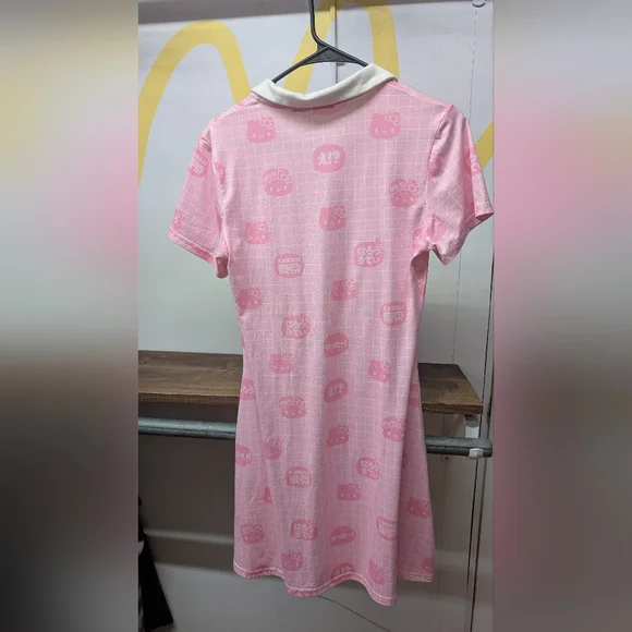 Hello Kitty Pink and White Womens Collared Dress - Picture 5 of 5